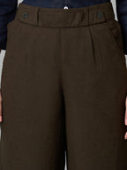 Women's Brown Linen Viscose Regular Fit Culotte