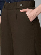Women's Brown Linen Viscose Regular Fit Culotte
