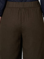 Women's Brown Linen Viscose Regular Fit Culotte