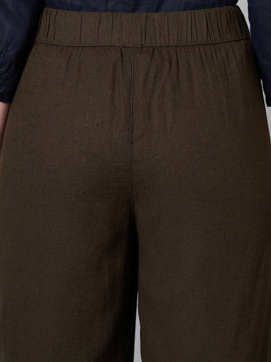 Women's Brown Linen Viscose Regular Fit Culotte