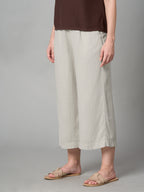 Women's Sand Linen Viscose Regular Fit Culotte