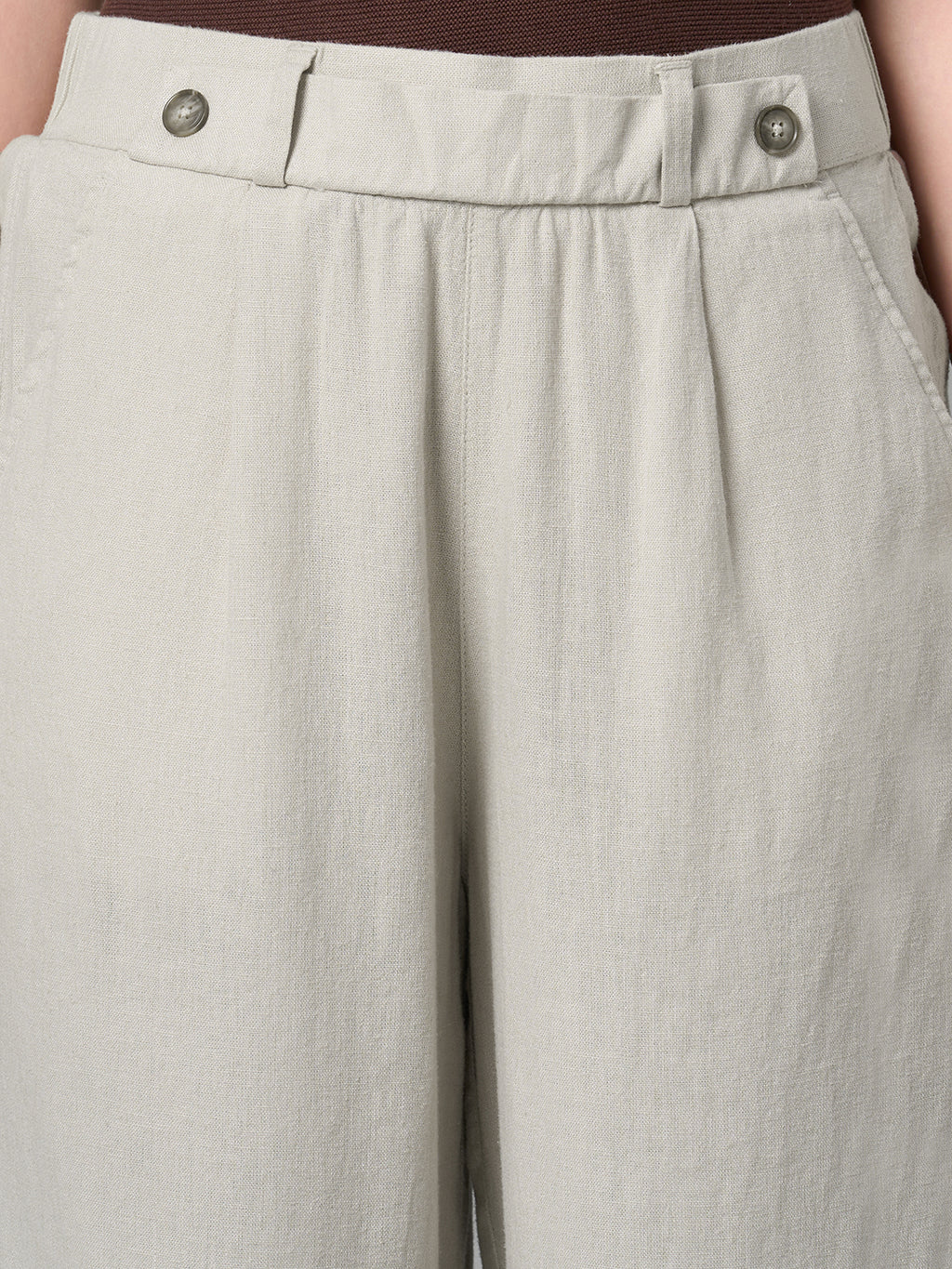 Women's Sand Linen Viscose Regular Fit Culotte