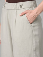 Women's Sand Linen Viscose Regular Fit Culotte