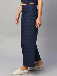Women's Navy 100% Cotton Regular Fit Culotte