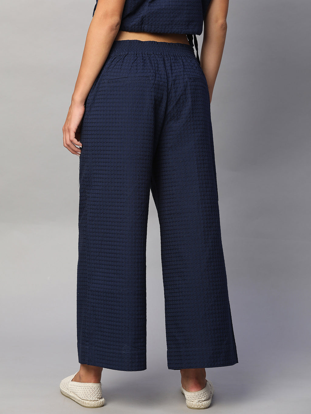 Women's Navy 100% Cotton Regular Fit Culotte