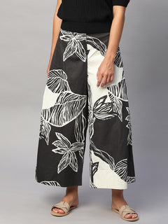 Women's 100% Cotton Regular Fit Culotte White/Black