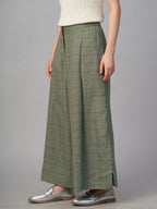 Women's Olive 100% Linen Regular Fit Culotte