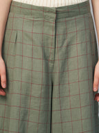 Women's Olive 100% Linen Regular Fit Culotte