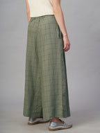 Women's Olive 100% Linen Regular Fit Culotte
