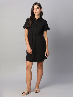 Women’s Cotton Regular Fit Dress Black