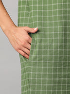 Women's Green Cotton Linen Regular Fit Dress