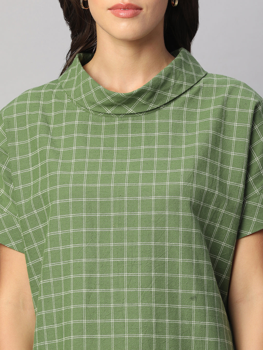 Women's Green Cotton Linen Regular Fit Dress