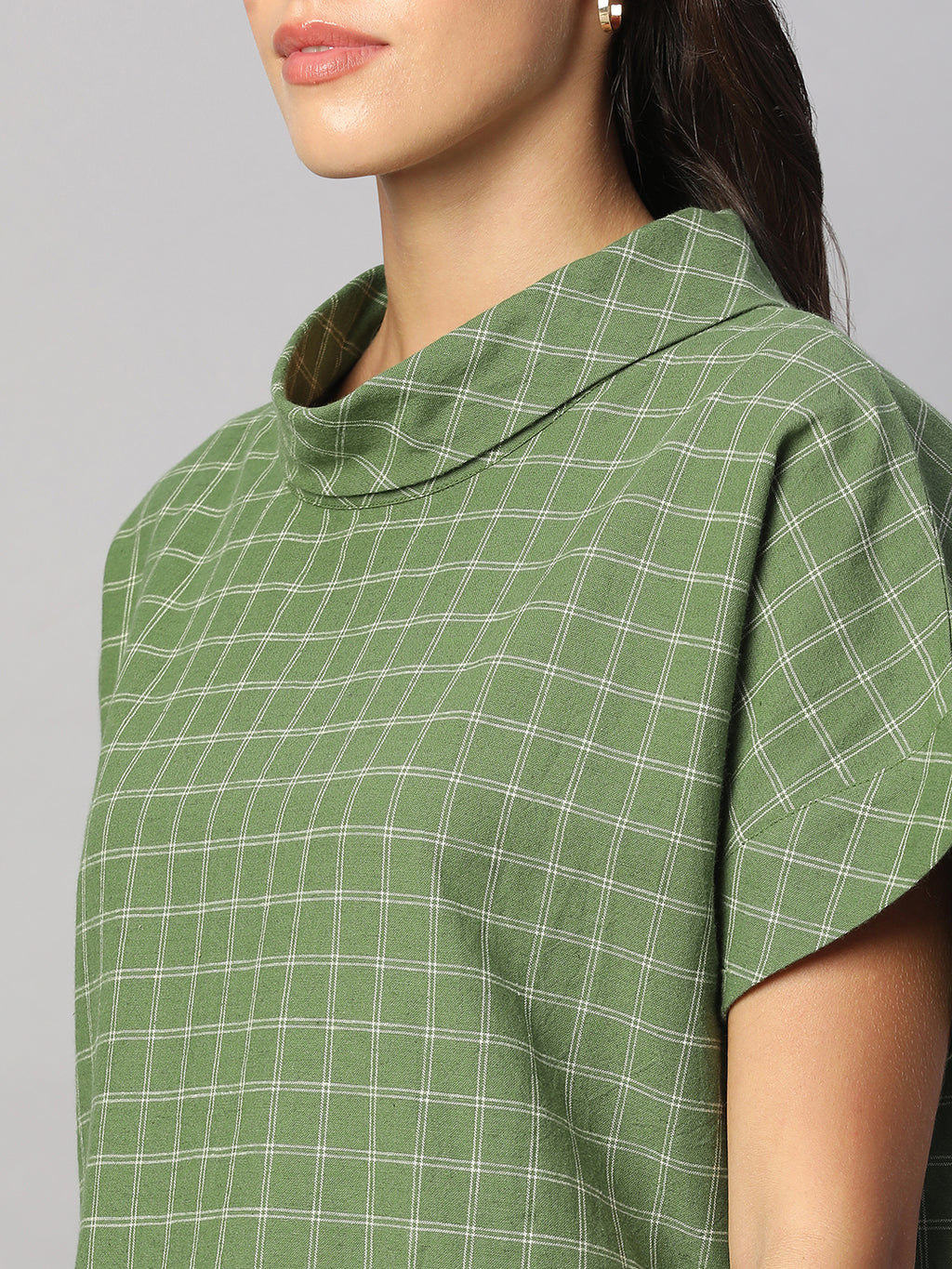 Women's Green Cotton Linen Regular Fit Dress