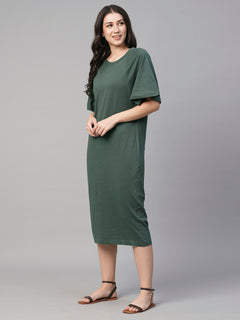 Women’s Cotton Loose Fit Dress Green