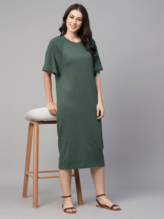 Women’s Cotton Loose Fit Dress Green