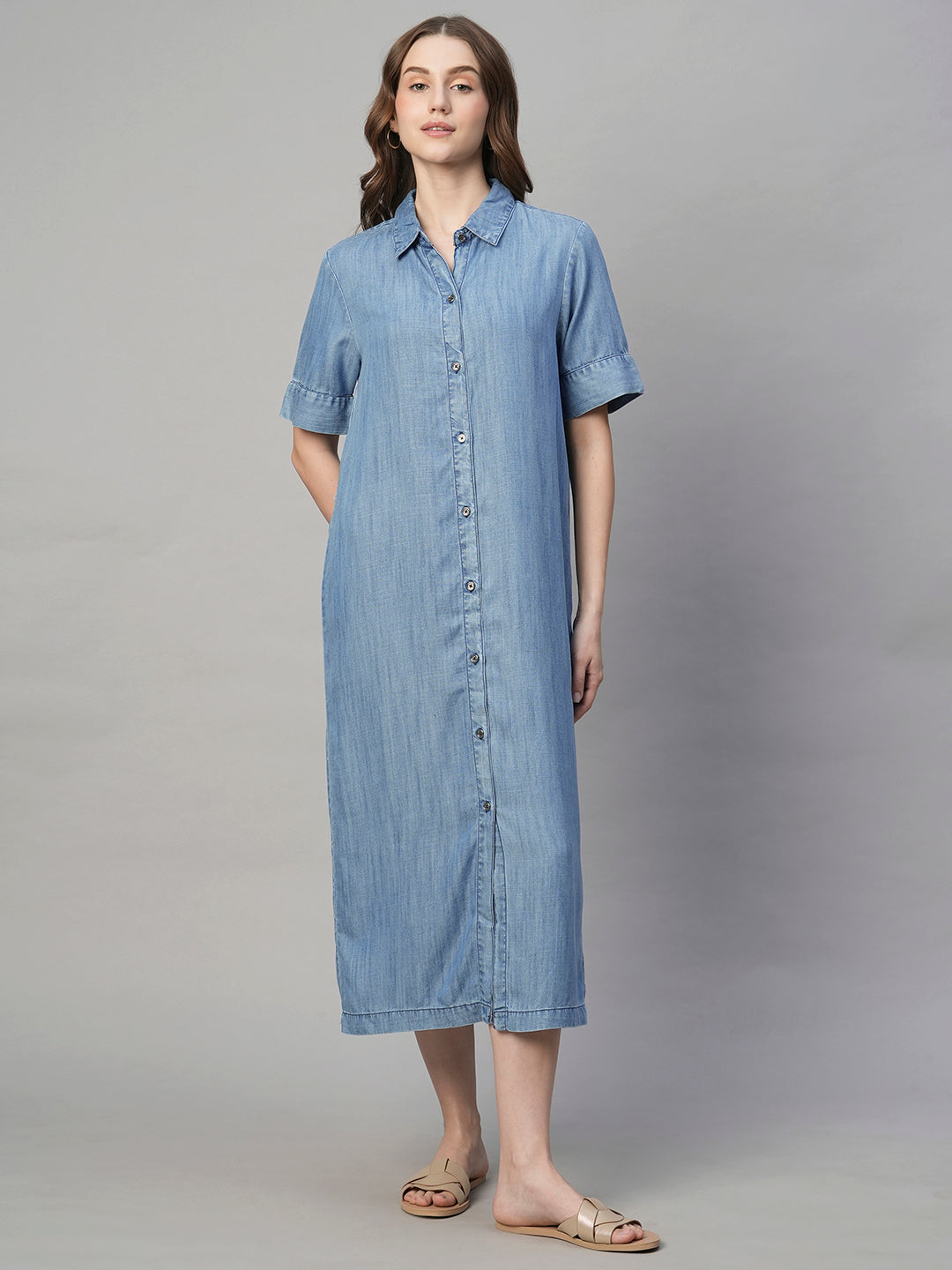 Women's Denim Tencel Regular Fit Dress