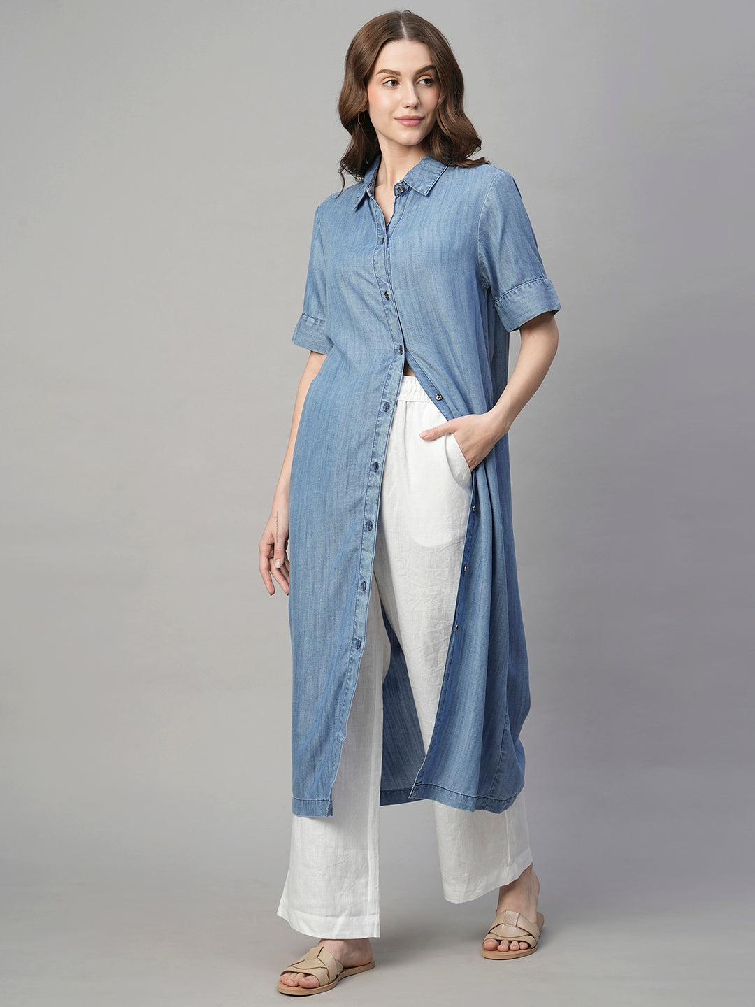 Women's Denim Tencel Regular Fit Dress