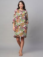 Women's Multi 100% Cotton Regular Fit Dress