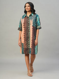 Women's 100% Cotton Boxy Fit Dress Multi