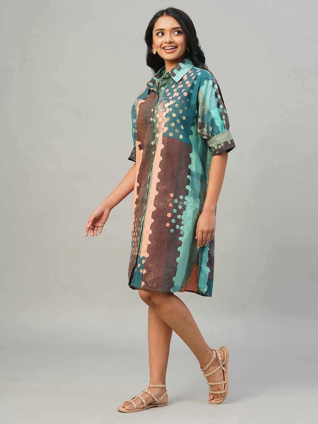 Women's Multi 100% Cotton Boxy Fit Dress