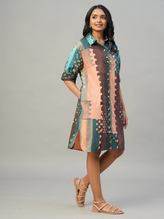 Women's 100% Cotton Boxy Fit Dress Multi