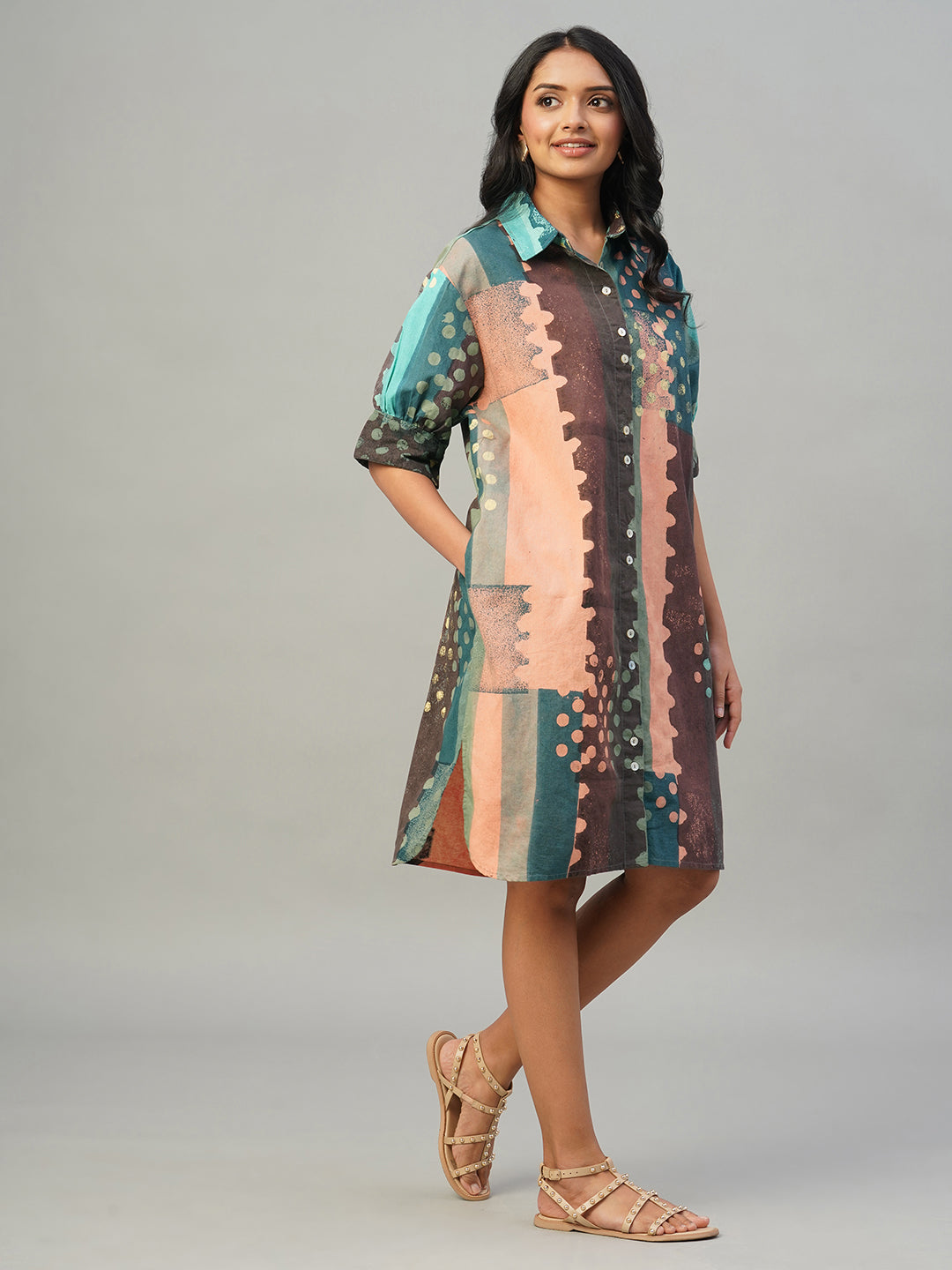 Women's Multi 100% Cotton Boxy Fit Dress