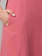 Women's Pink Cotton Boxy Fit Dress