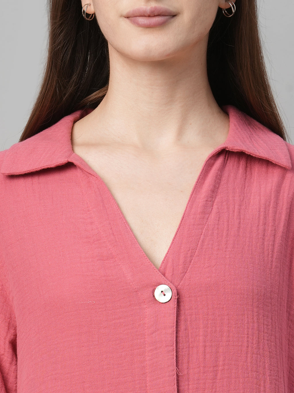 Women's Pink Cotton Boxy Fit Dress