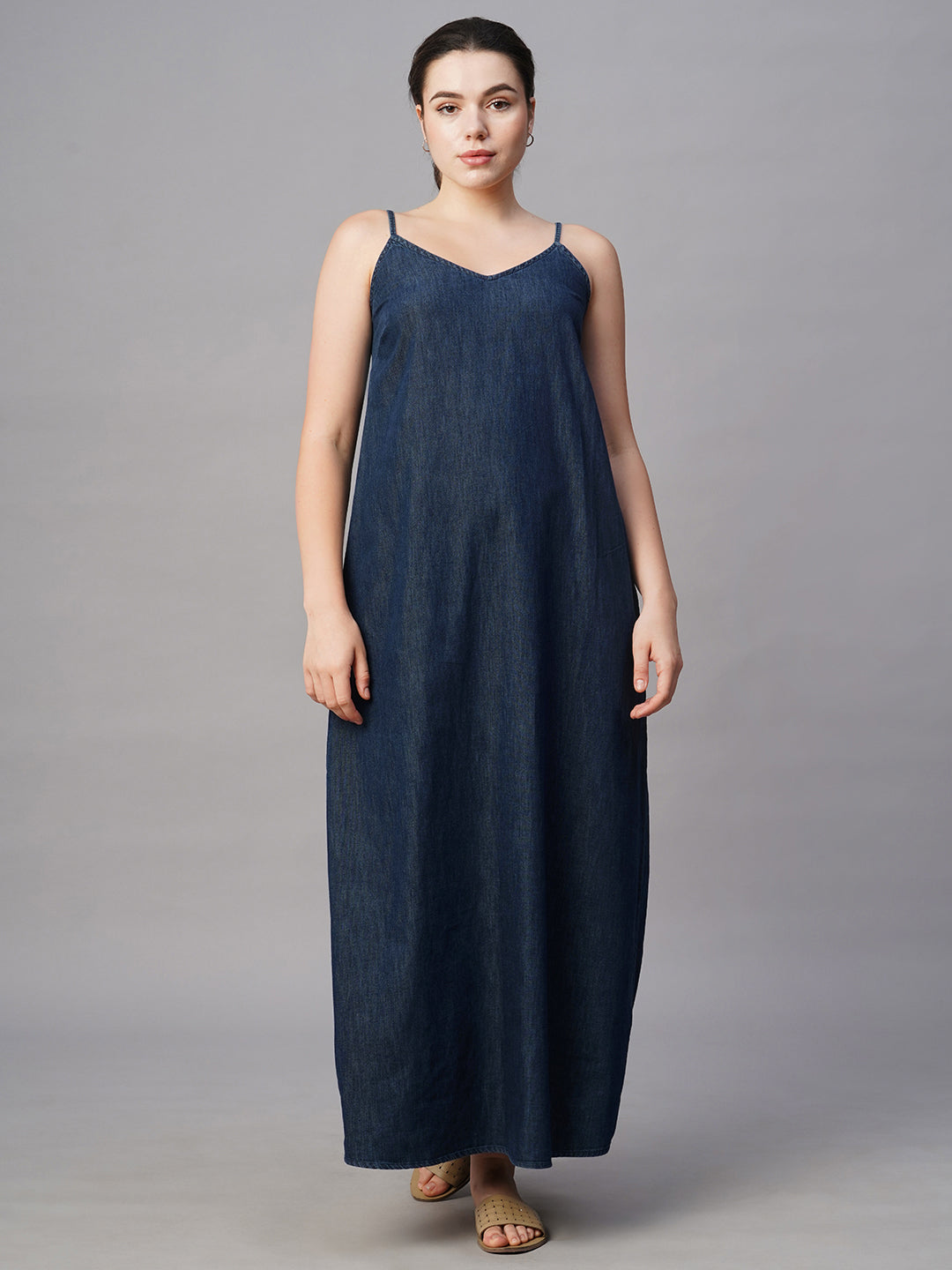 Women's Indigo Cotton Regular Fit Dress