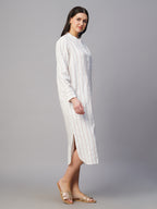 Women's Rust/Natural Cotton Linen Boxy Fit Dress