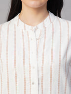 Women's Rust/Natural Cotton Linen Boxy Fit Dress