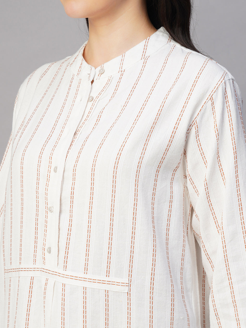 Women's Rust/Natural Cotton Linen Boxy Fit Dress