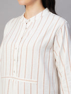 Women's Rust/Natural Cotton Linen Boxy Fit Dress