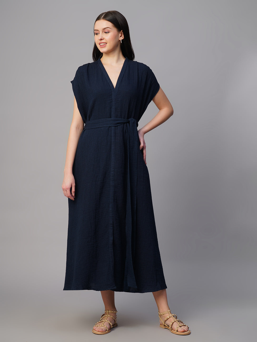 Women's Indigo 100% Cotton Regular Fit Dress