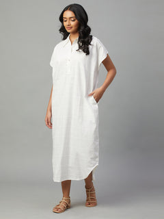 Women's 100% Cotton Boxy Fit Dress White