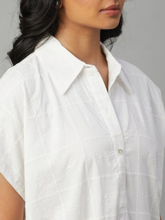 Women's 100% Cotton Boxy Fit Dress White
