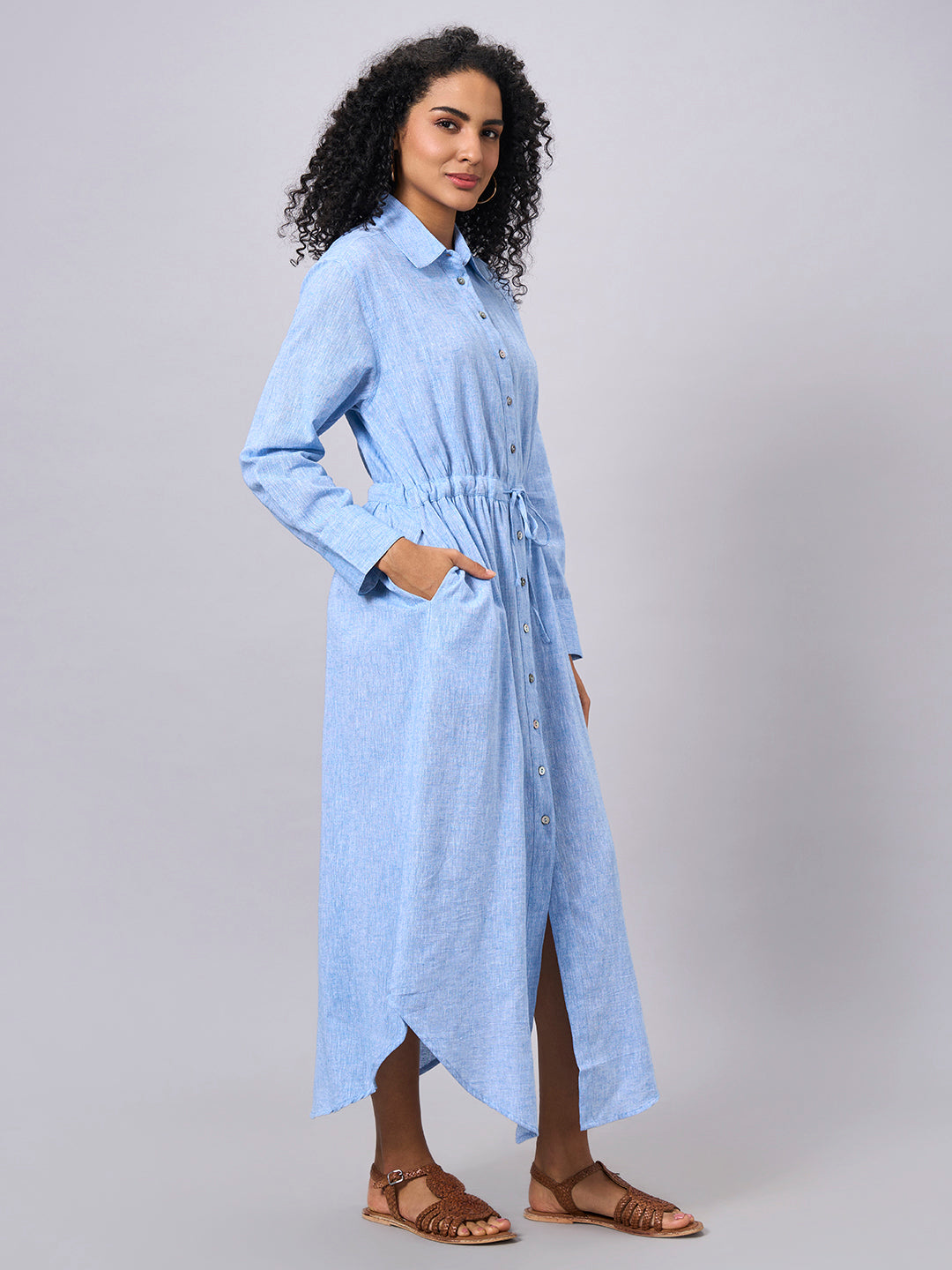 Buy Women's Cotton Linen Casual Wear Regular Fit Dress|Cottonworld Buy Women's Cotton Linen Casual Wear Regular Fit Dress|Cottonworld