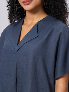 Women’s Linen Boxy Fit Dress Blue