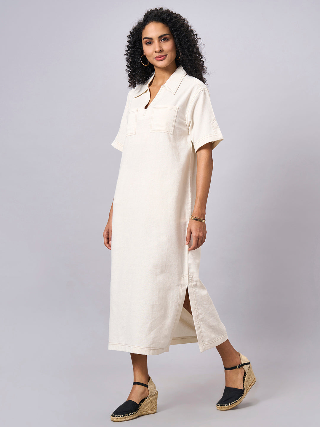 Women's Natural 100% Cotton Regular Fit Dress