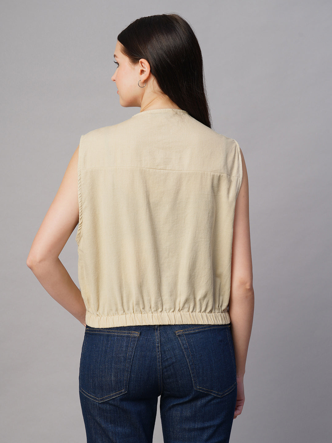 Women's Corduroy Offwhite 100% Cotton Boxy Fit Jacket