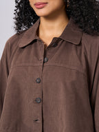 Women's Brown 100% Cotton Cape Style Jacket