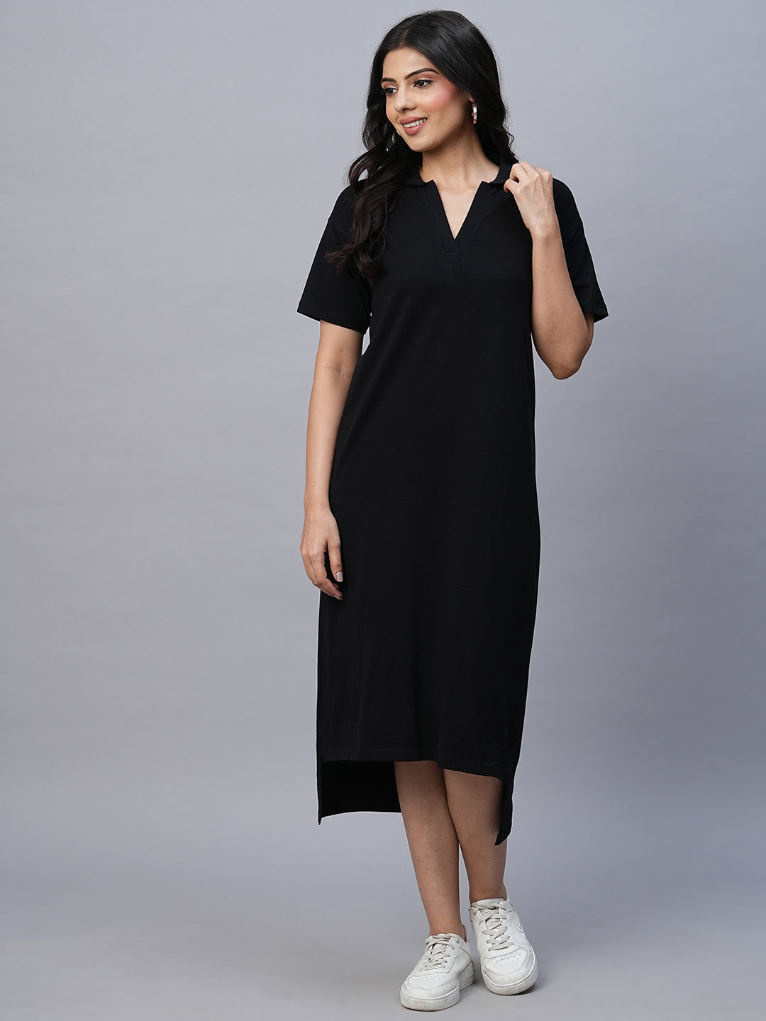 Women's Cotton Elastane Black Regular Fit Kdress