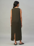Women's Brown Cotton Elastane Regular Fit Knit dress