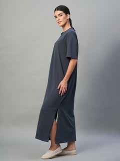 Women’s Cotton Elastane Regular Fit Short Sleeve Dress Navy