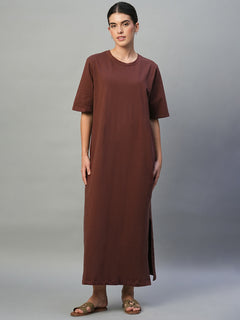 Women’s Cotton Elastane Regular Fit Dress Wine