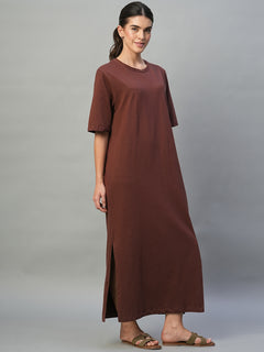 Women’s Cotton Elastane Regular Fit Dress Wine
