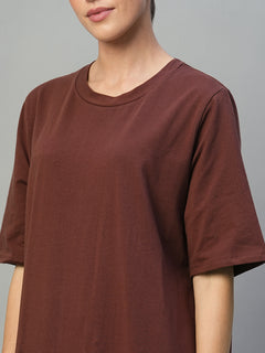 Women’s Cotton Elastane Regular Fit Dress Wine