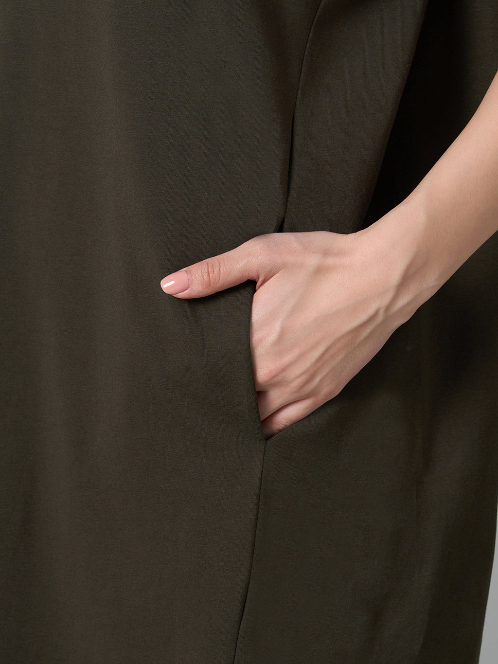 Women's Brown Cotton Elastane Regular Fit Kdress