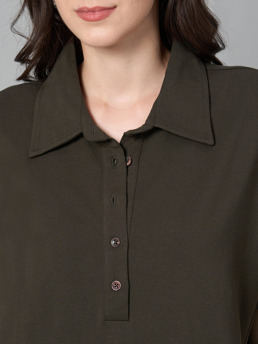 Women's Brown Cotton Elastane Regular Fit Kdress