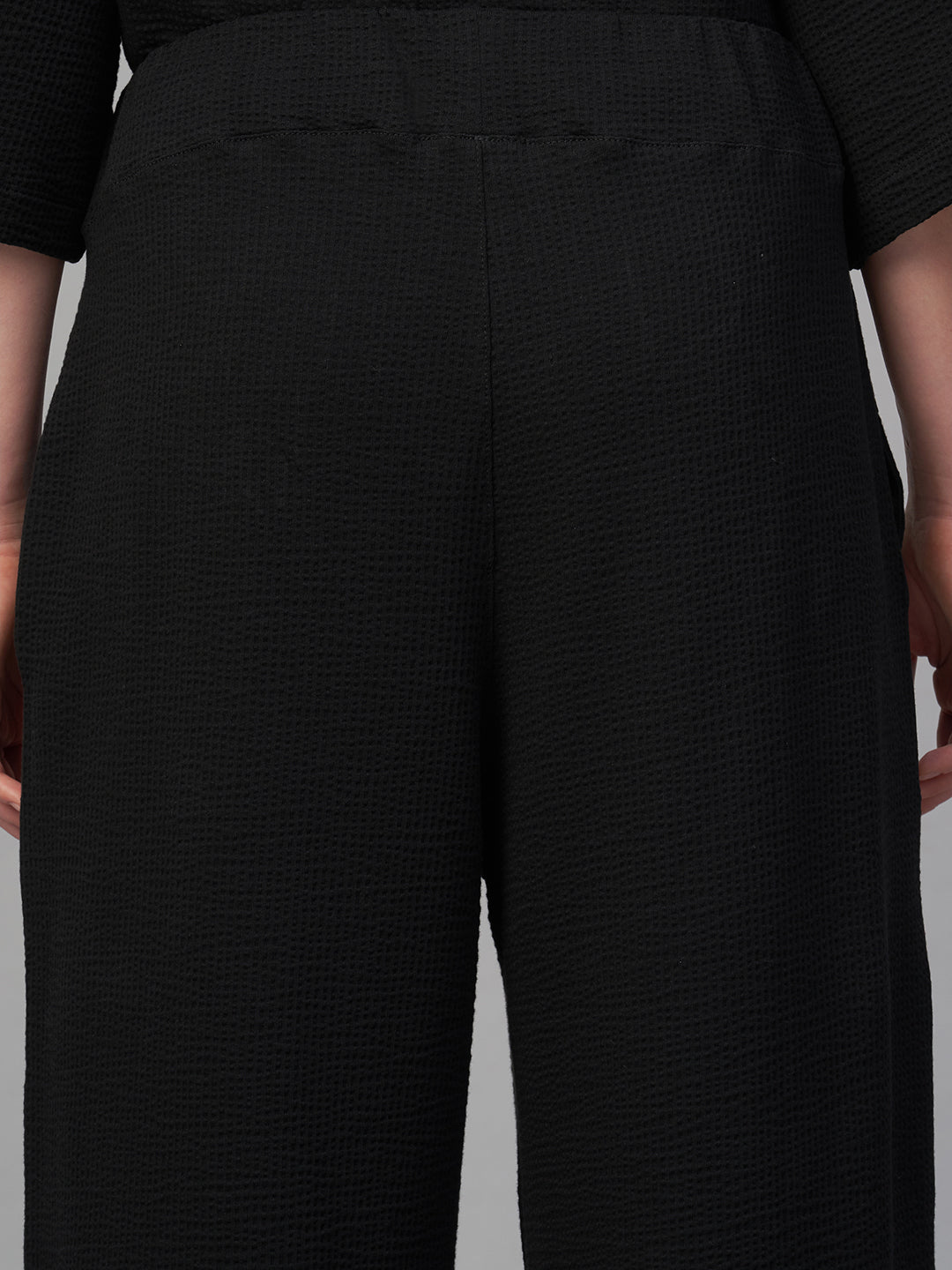 Women's Black Cotton Elastane Loose Fit Knit Pant